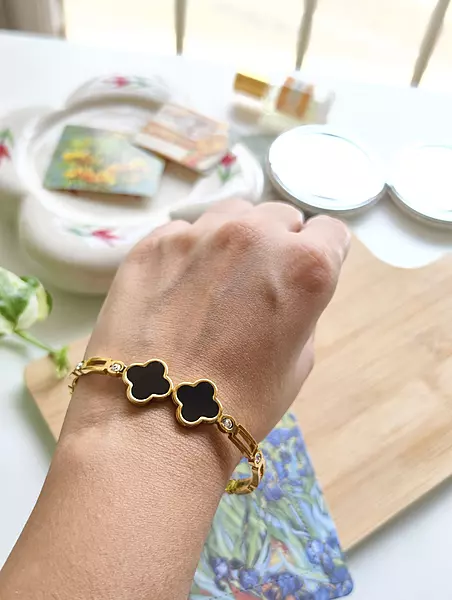 Midnight Clover Cuff Bracelet