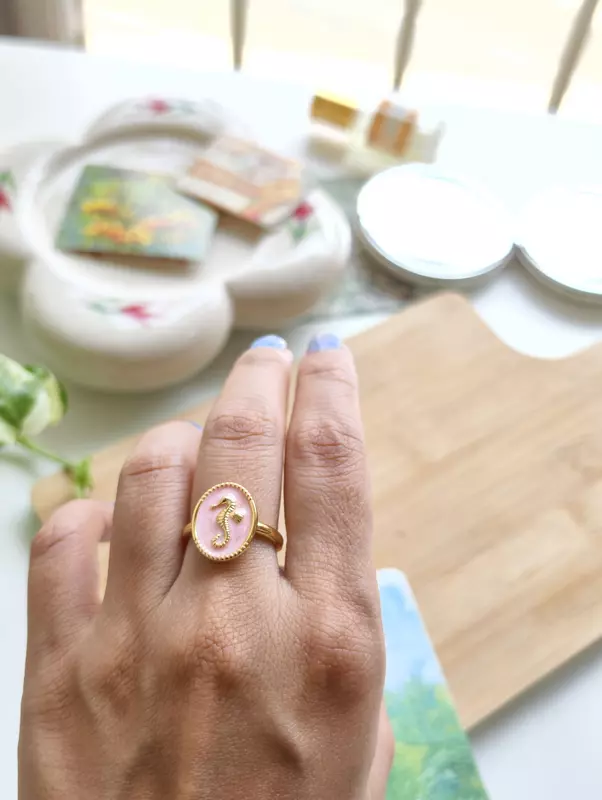 Coral Seahorse Ring