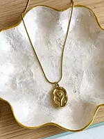 Vintage Gold Rose Necklace Anti Tarnish Snake Chain Necklace