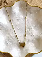 Coeur Necklace Anti Tarnish Puffy Heart Pendant Necklace with Bead Chain
