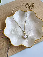 Onyx Clover Necklace Anti Tarnish Black Clover Pendant Necklace