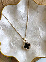 Onyx Clover Necklace Anti Tarnish Black Clover Pendant Necklace