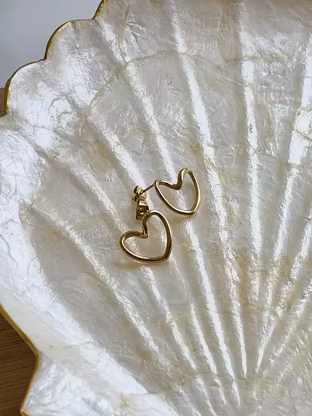 Open Heart Stud Earrings Anti Tarnish Earrings