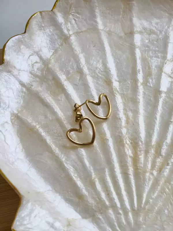 Open Heart Stud Earrings Anti Tarnish Earrings