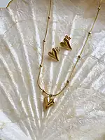 Amora Set Anti Tarnish Gold Heart Necklace and Earrings Set