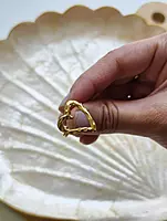 Open Heart Statement Ring Anti Tarnish Adjustable Ring